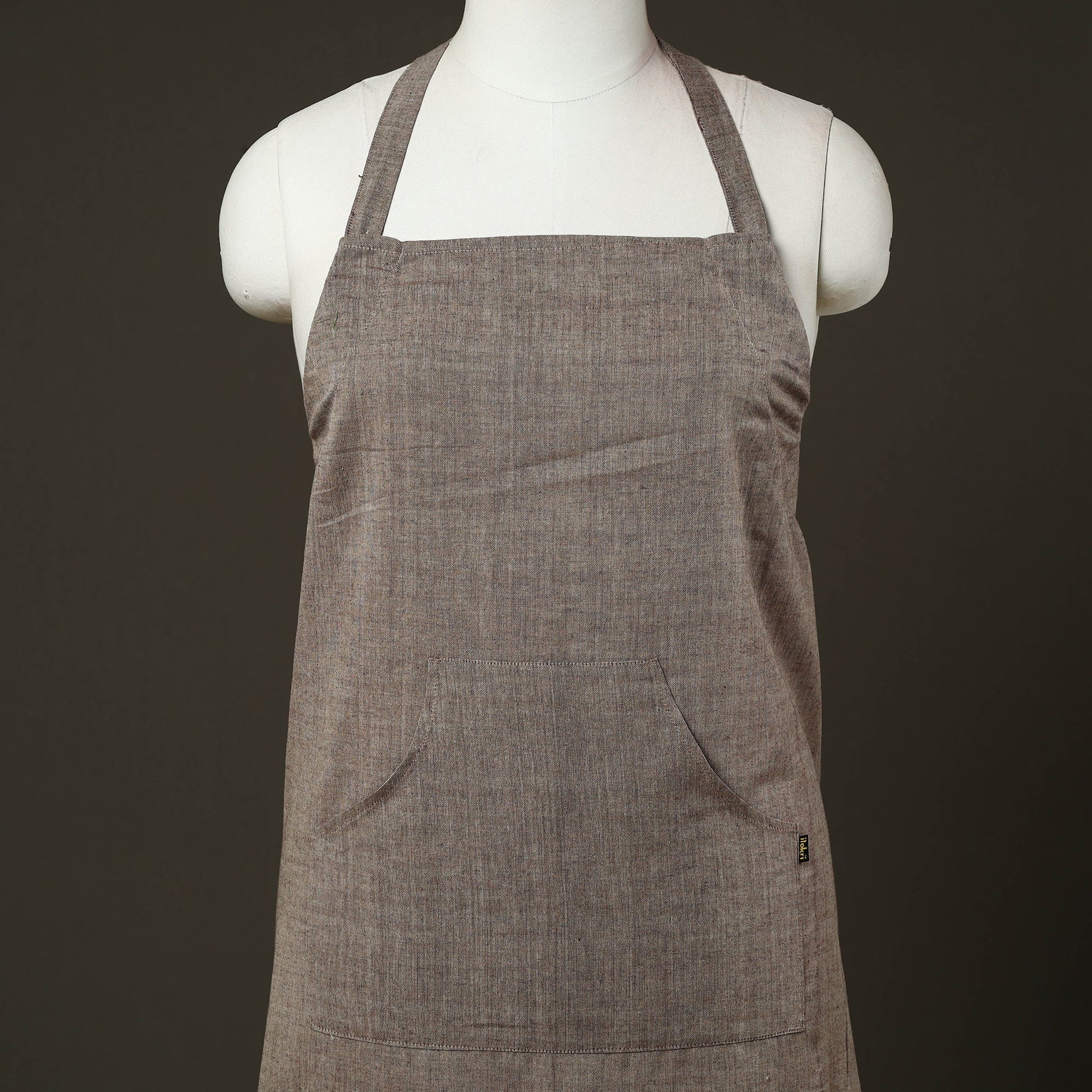 Brown - Jhiri Handloom Cotton Apron with Pocket 36