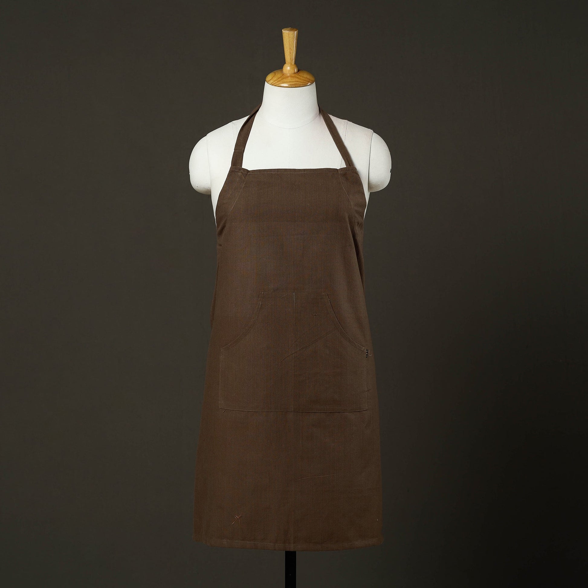Brown - Jhiri Handloom Cotton Apron with Pocket 42
