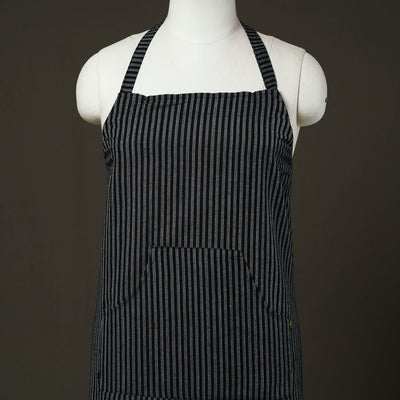 Black - Jhiri Handloom Cotton Apron with Pocket 44