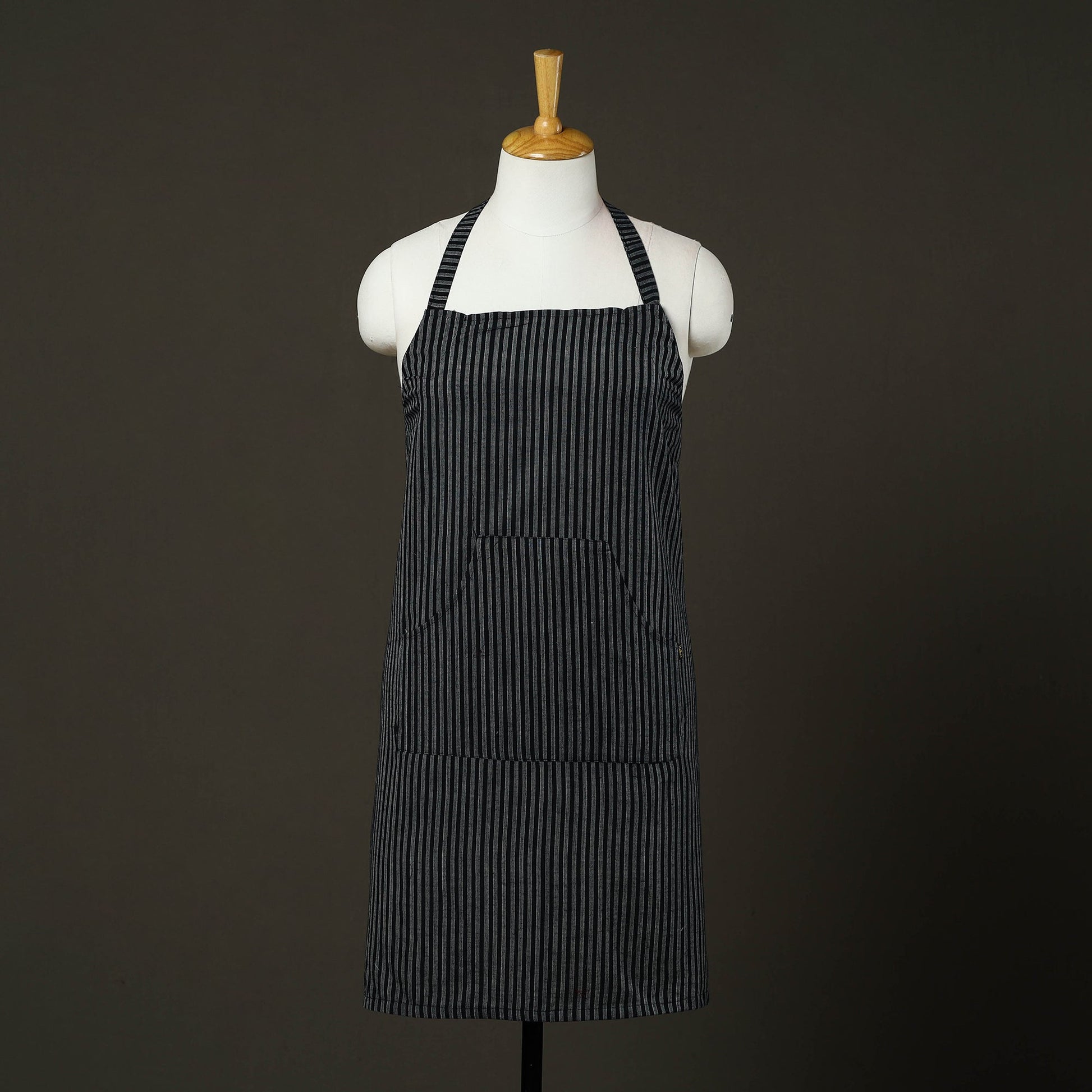Black - Jhiri Handloom Cotton Apron with Pocket 44