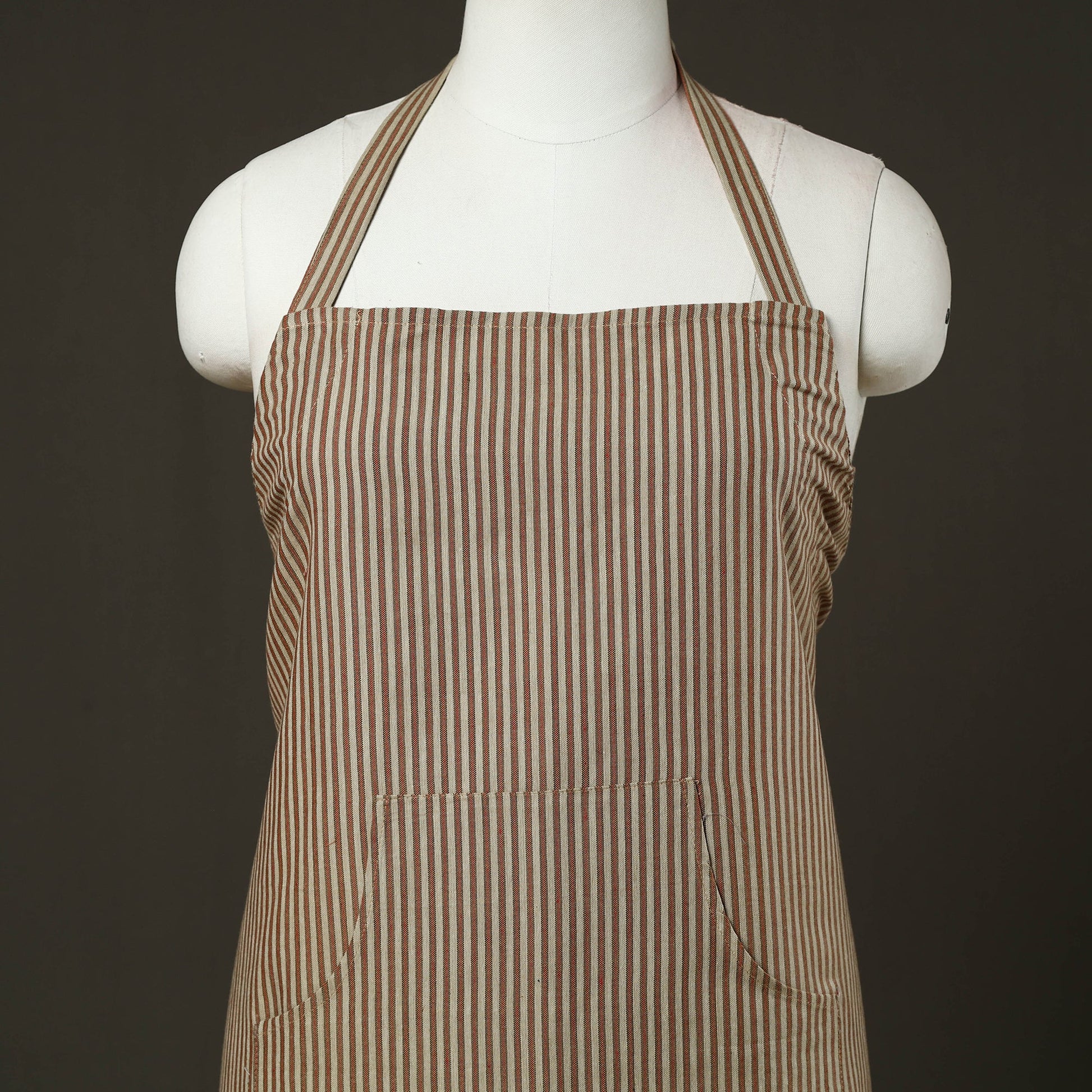 Brown - Jhiri Handloom Cotton Apron with Pocket 45