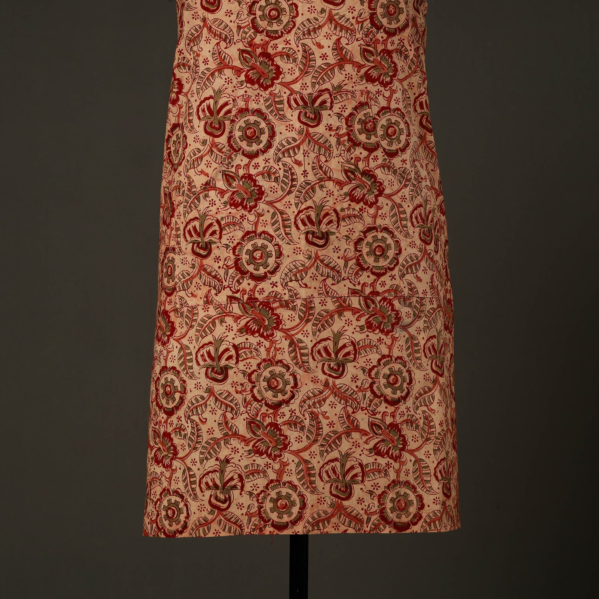 Beige - Kalamkari Block Print Cotton Apron with Pocket 50