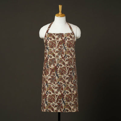 Beige - Kalamkari Block Print Cotton Apron with Pocket 51