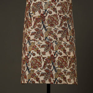 Beige - Kalamkari Block Print Cotton Apron with Pocket 51