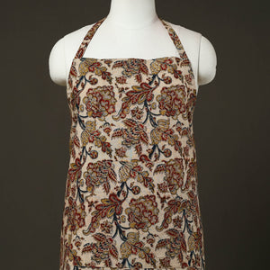 Beige - Kalamkari Block Print Cotton Apron with Pocket 51