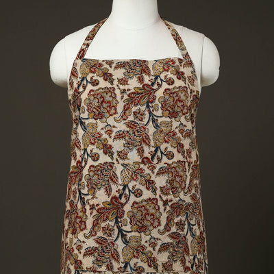 Beige - Kalamkari Block Print Cotton Apron with Pocket 51