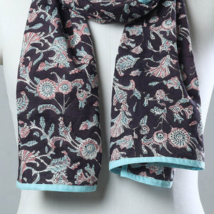 Black - Sanganeri Block Printed Cotton Stole 13