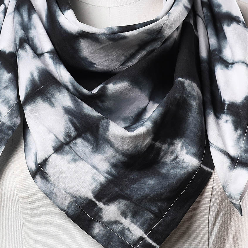 Black - Shibori Tie-Dye Cotton Scarf