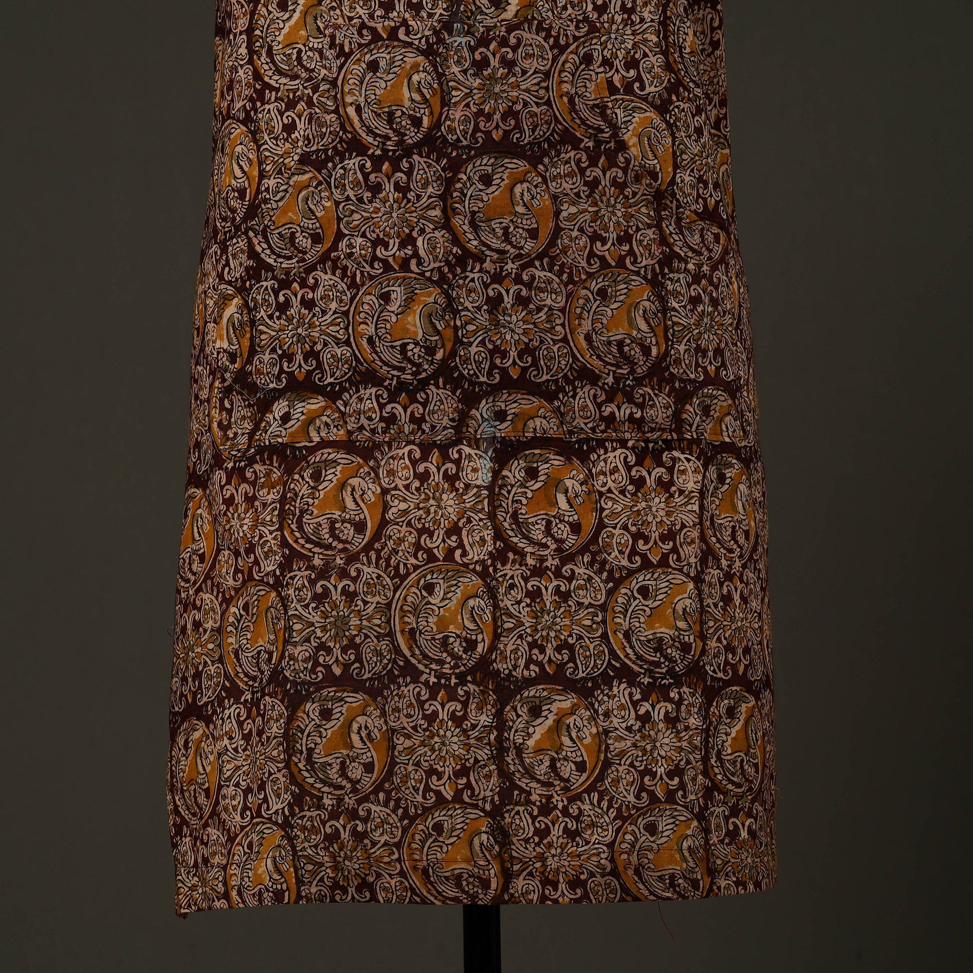 Brown - Kalamkari Block Print Cotton Apron with Pocket 54