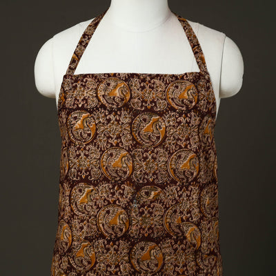 Brown - Kalamkari Block Print Cotton Apron with Pocket 54