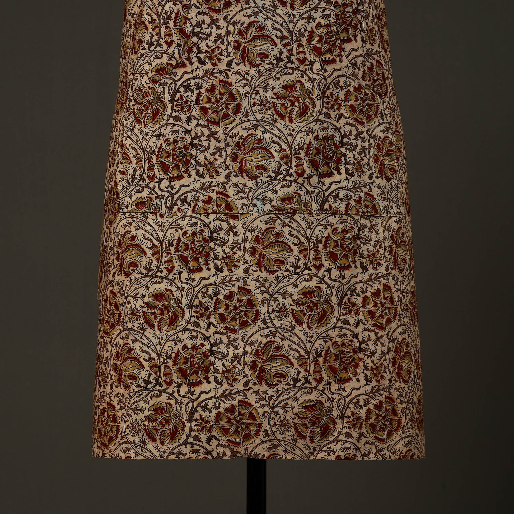 Beige - Kalamkari Block Print Cotton Apron with Pocket 55