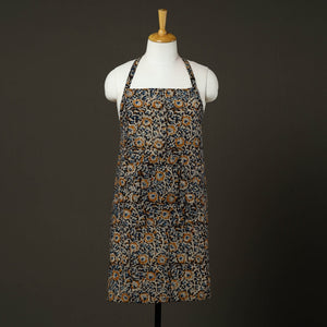 Black - Kalamkari Block Print Cotton Apron with Pocket 58