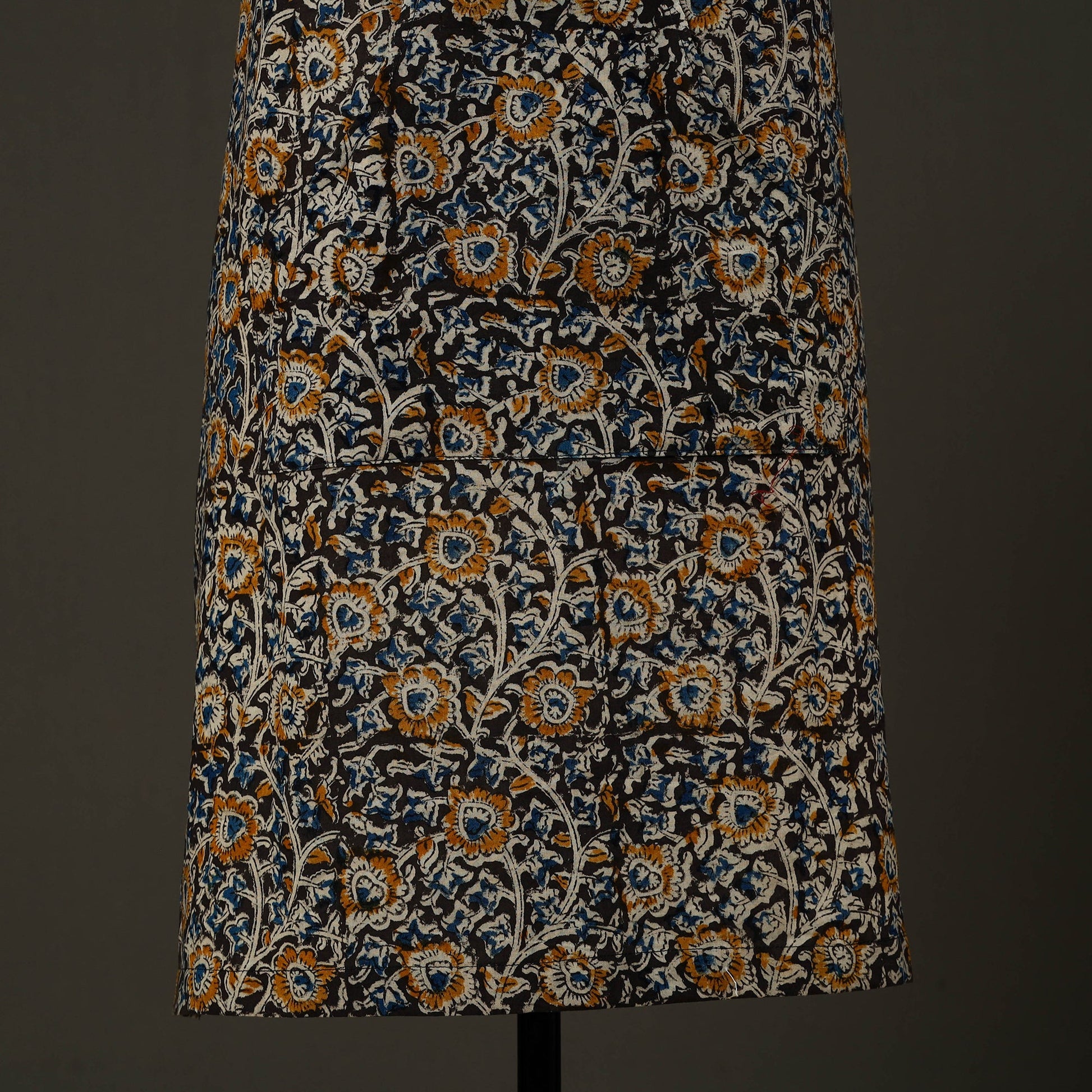 Black - Kalamkari Block Print Cotton Apron with Pocket 58