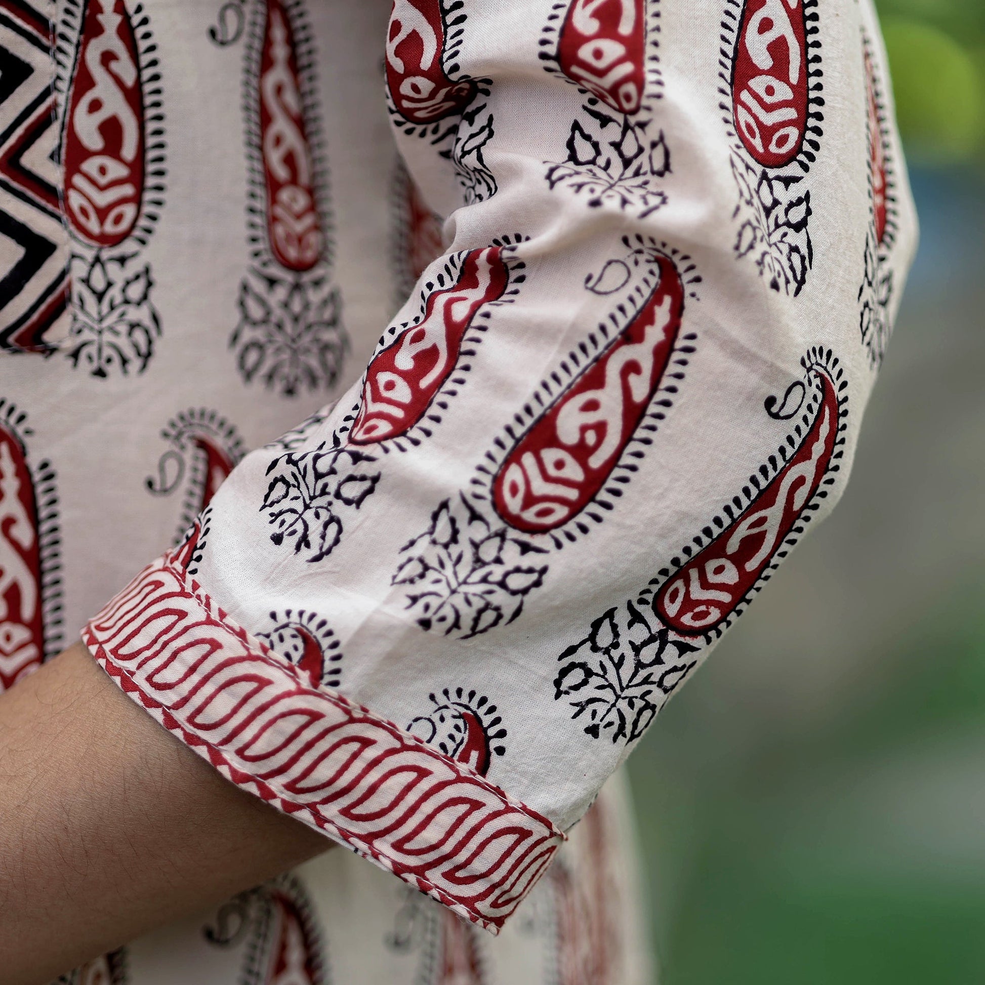Beige - Block Print Cotton Straight Bagh Kurta