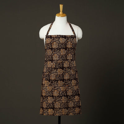 Brown - Kalamkari Block Print Cotton Apron with Pocket 60
