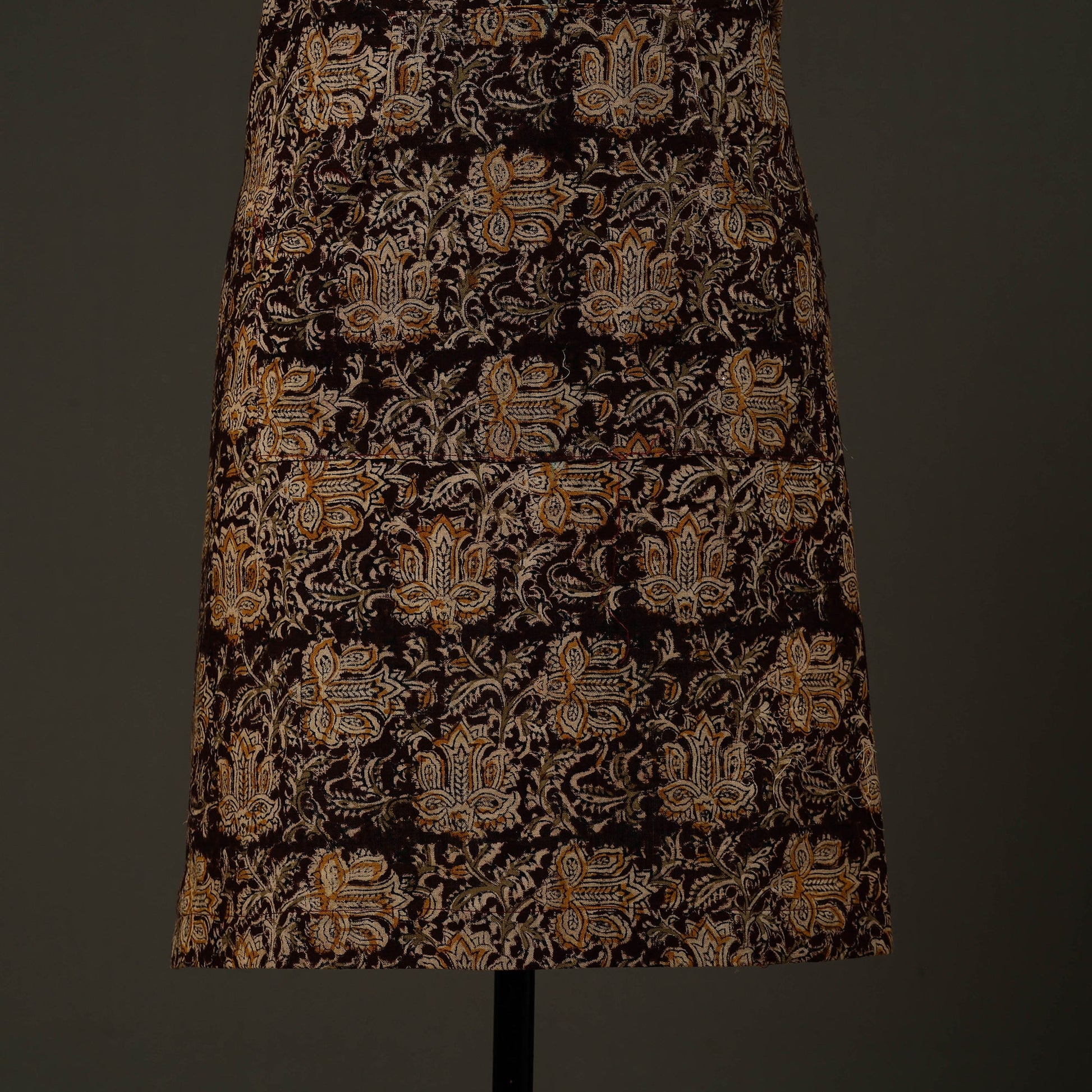 Brown - Kalamkari Block Print Cotton Apron with Pocket 60
