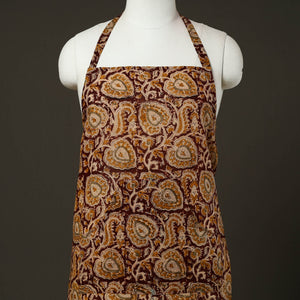 Brown - Kalamkari Block Print Cotton Apron with Pocket 61