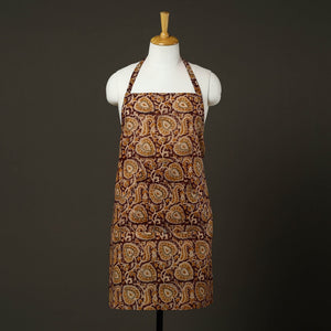 Brown - Kalamkari Block Print Cotton Apron with Pocket 61