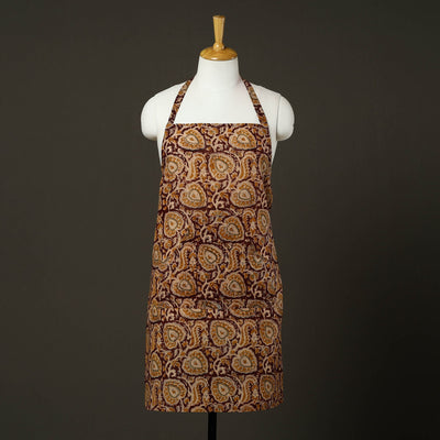 Brown - Kalamkari Block Print Cotton Apron with Pocket 61