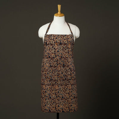 Brown - Kalamkari Block Print Cotton Apron with Pocket 62