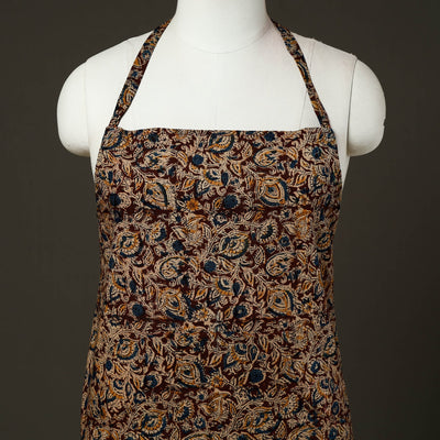 Brown - Kalamkari Block Print Cotton Apron with Pocket 62