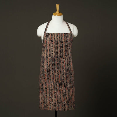 Brown - Kalamkari Block Print Cotton Apron with Pocket 63