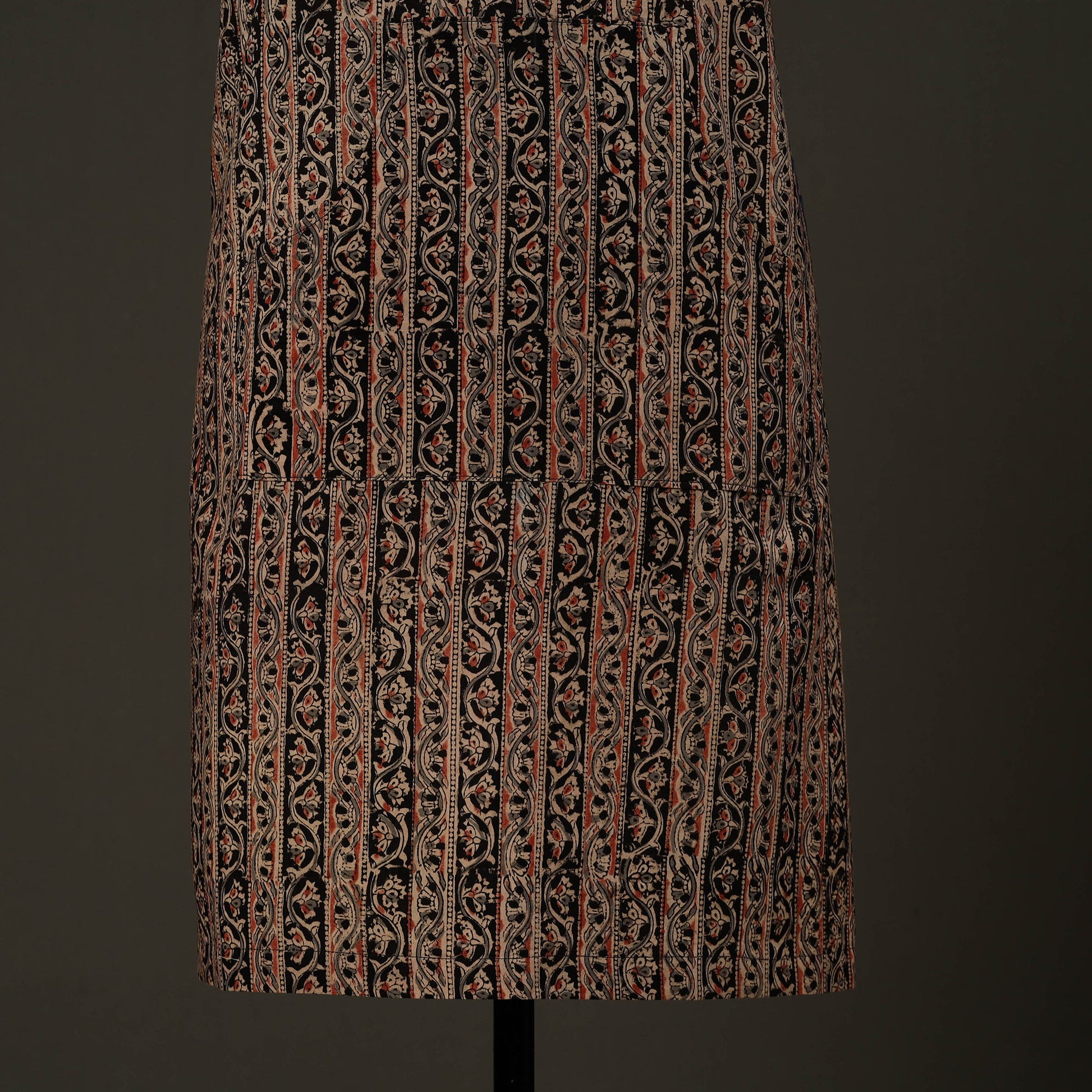 Brown - Kalamkari Block Print Cotton Apron with Pocket 63