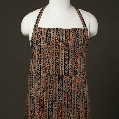 Brown - Kalamkari Block Print Cotton Apron with Pocket 63