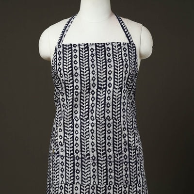 Blue - Hand Batik Print Cotton Apron with Pocket 64