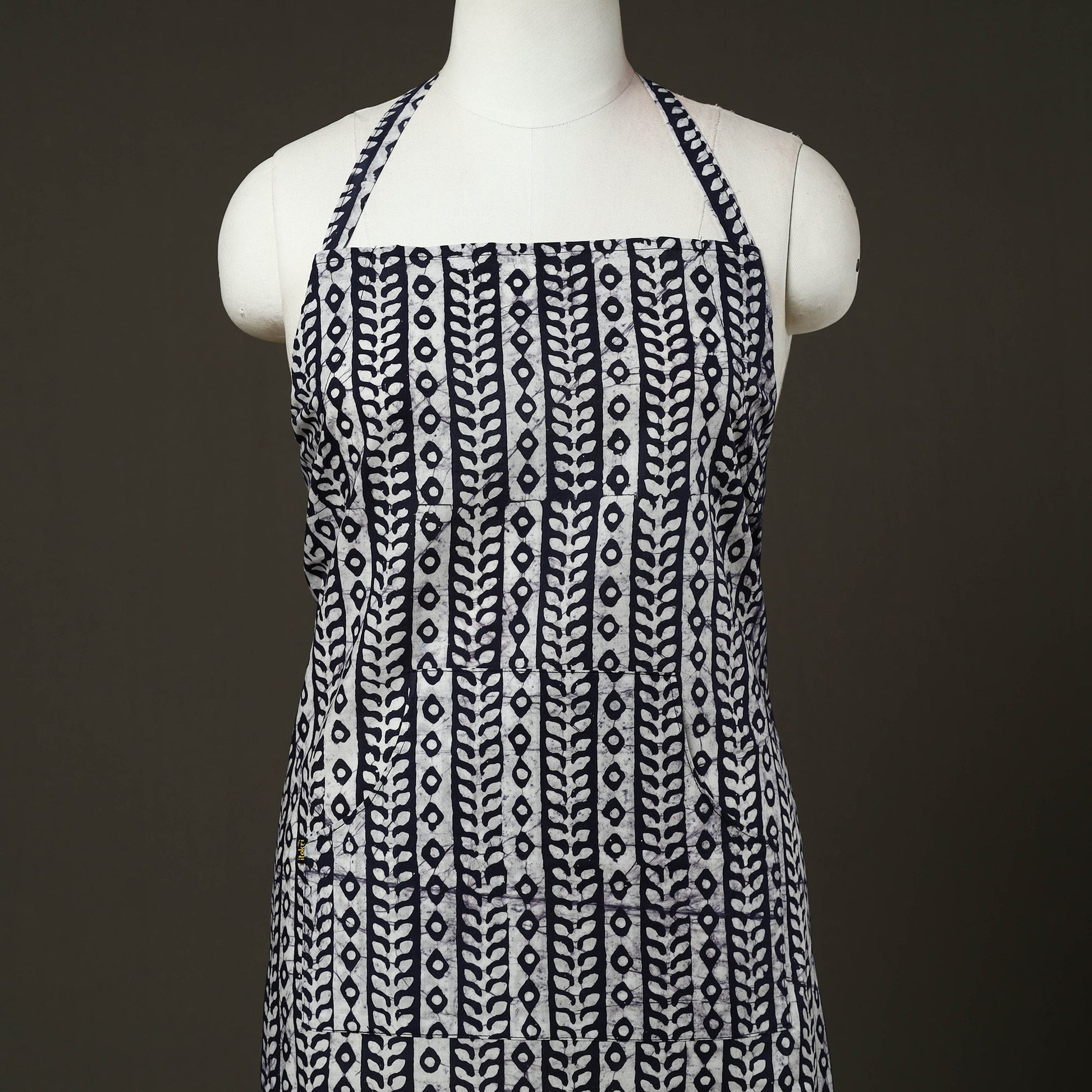 Blue - Hand Batik Print Cotton Apron with Pocket 64