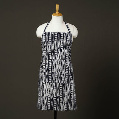Blue - Hand Batik Print Cotton Apron with Pocket 64