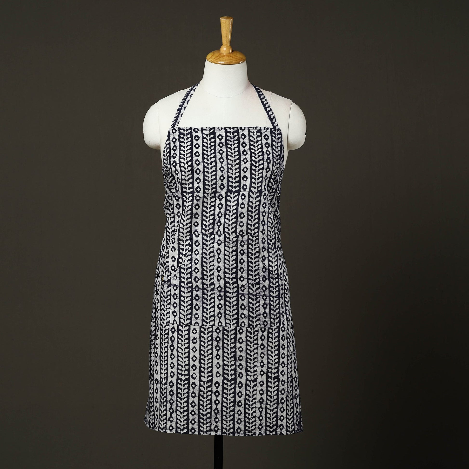 Blue - Hand Batik Print Cotton Apron with Pocket 64