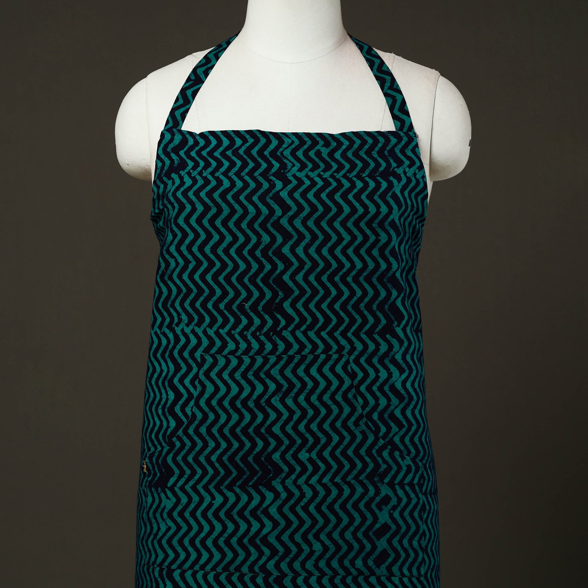 Blue - Hand Batik Print Cotton Apron with Pocket 66