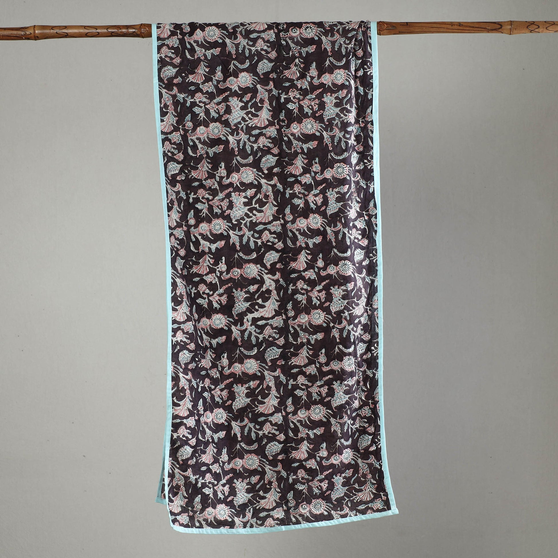 Black - Sanganeri Block Printed Cotton Stole 13