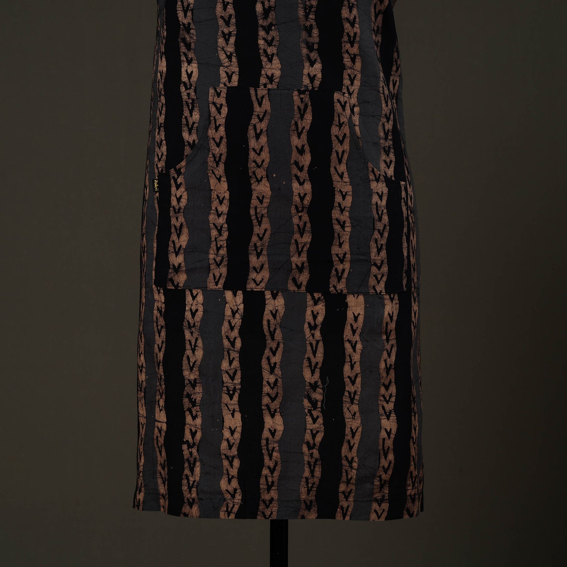 Brown - Hand Batik Print Cotton Apron with Pocket 69
