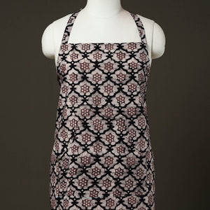 Black - Hand Batik Print Cotton Apron with Pocket 75