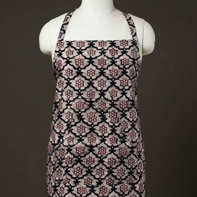 Black - Hand Batik Print Cotton Apron with Pocket 75
