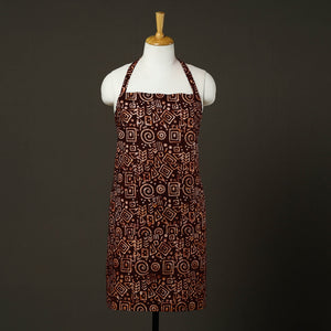 Brown - Hand Batik Print Cotton Apron with Pocket 77