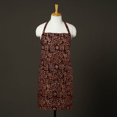 Brown - Hand Batik Print Cotton Apron with Pocket 77