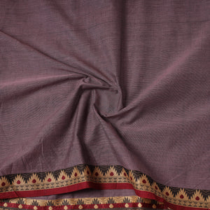 Brown - Kanchipuram Cotton Fabric with Zari Border