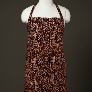 Brown - Hand Batik Print Cotton Apron with Pocket 77