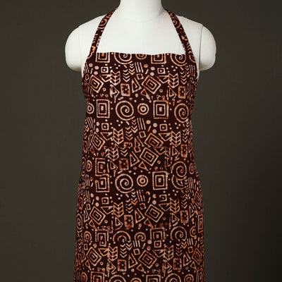 Brown - Hand Batik Print Cotton Apron with Pocket 77
