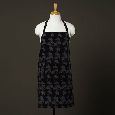Black - Ajrakh Block Print Cotton Apron with Pocket 81