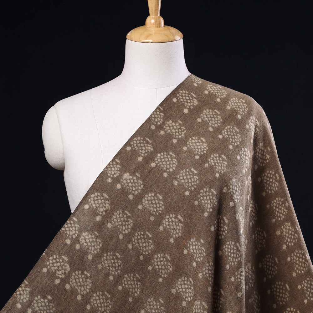 Brown - Kutchi Woolen Akola Hand Block Printed Fabric