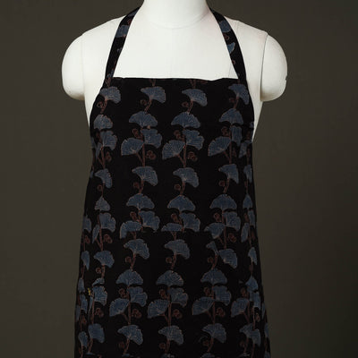 Black - Ajrakh Block Print Cotton Apron with Pocket 81