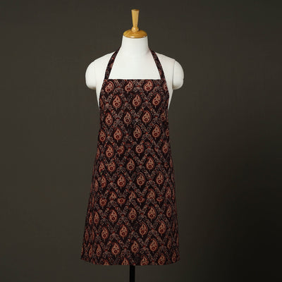 Brown - Ajrakh Block Print Cotton Apron with Pocket 82