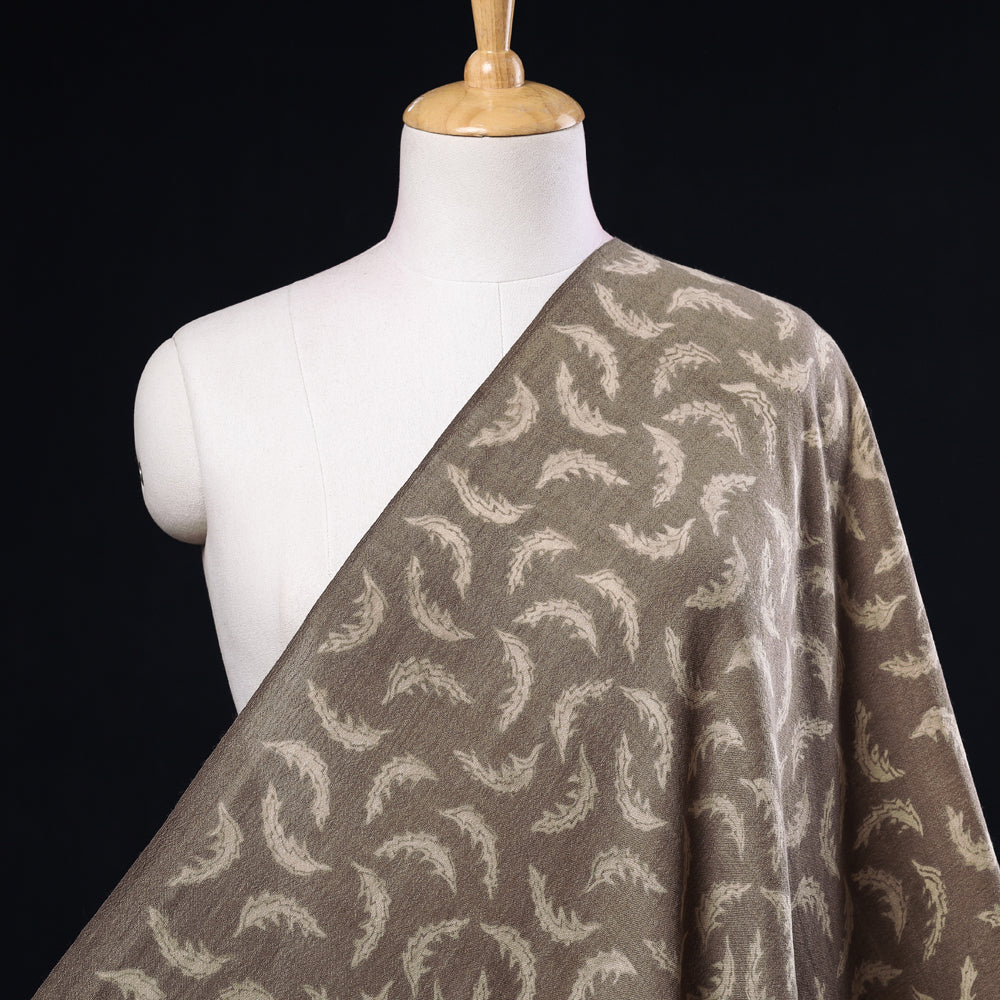 Brown - Kutchi Woolen Akola Hand Block Printed Fabric