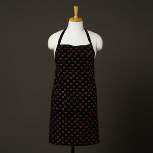 Black - Ajrakh Block Print Cotton Apron with Pocket 84