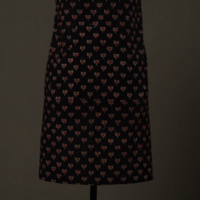 Black - Ajrakh Block Print Cotton Apron with Pocket 84