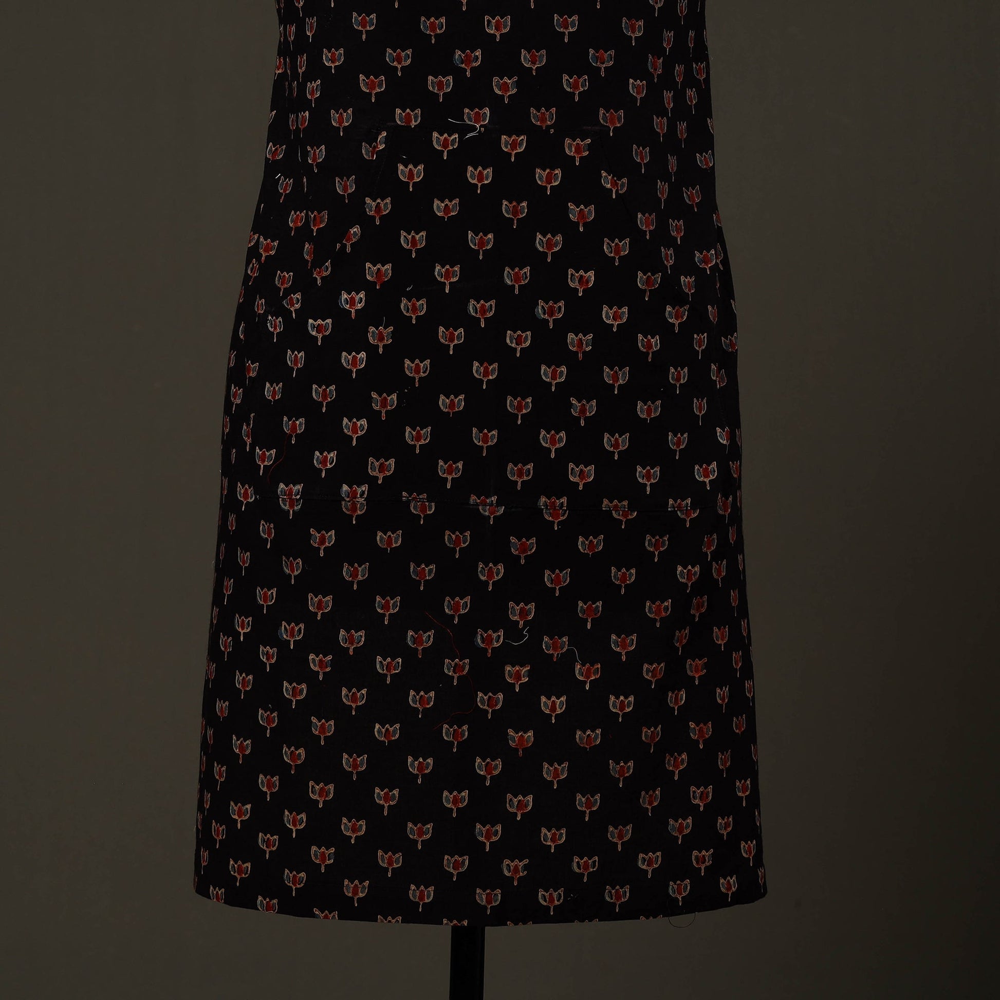 Black - Ajrakh Block Print Cotton Apron with Pocket 84